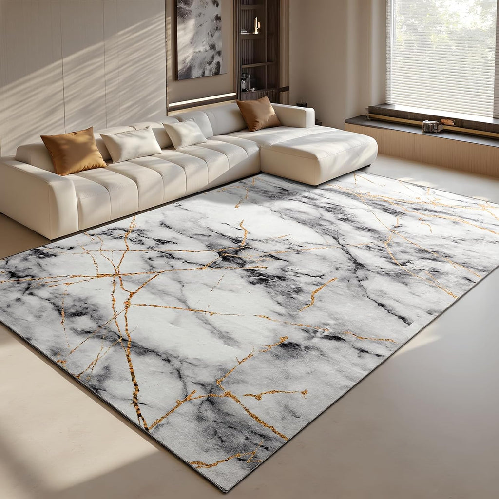 6x9 Living Room Rug Washable Abstract Rugs with Non-Slip Backing Low Pile Area Rug for Living Room, Bedroom, Dining Room