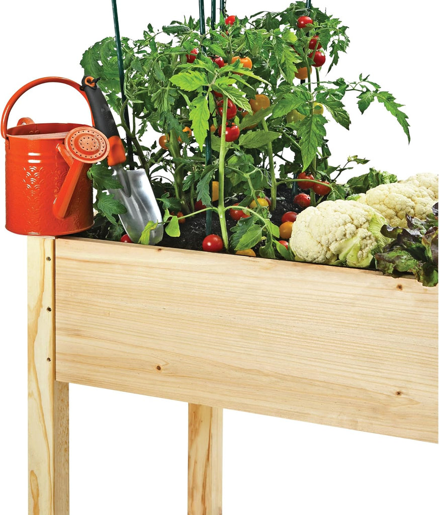 Cedar Raised Garden Bed with Legs, Outdoor Planter Box 48x24x30, 200lb