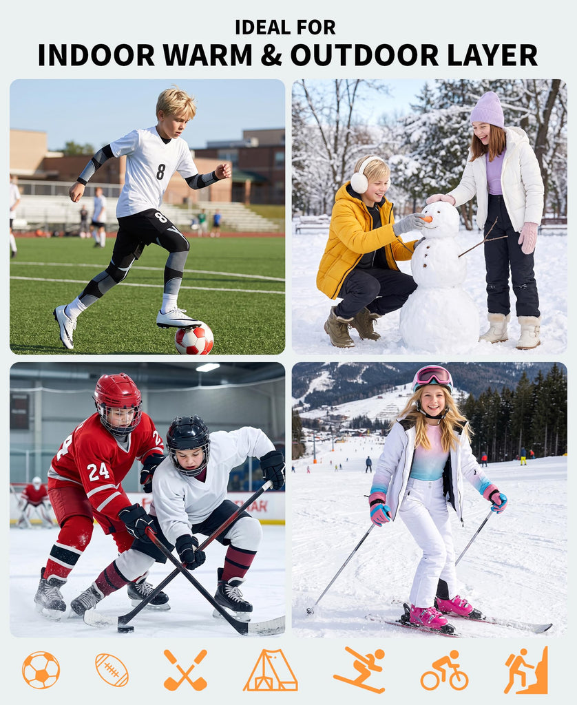 Kids Thermal Underwear Set Long Johns Thermals Top Bottom Warm Set
