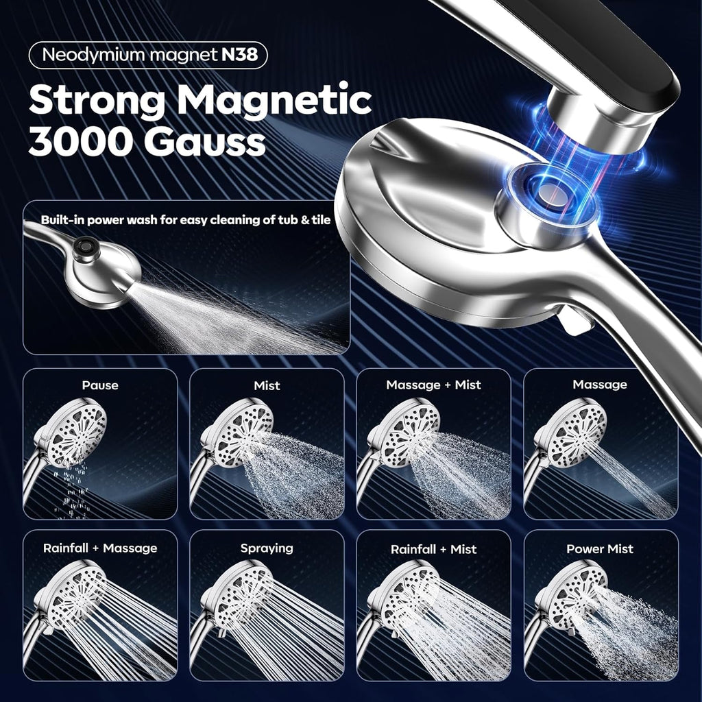 Shower Head with filtered Handheld High Pressure daul Shower Heads with Handheld Spray Combo and 10 Sprays Handheld