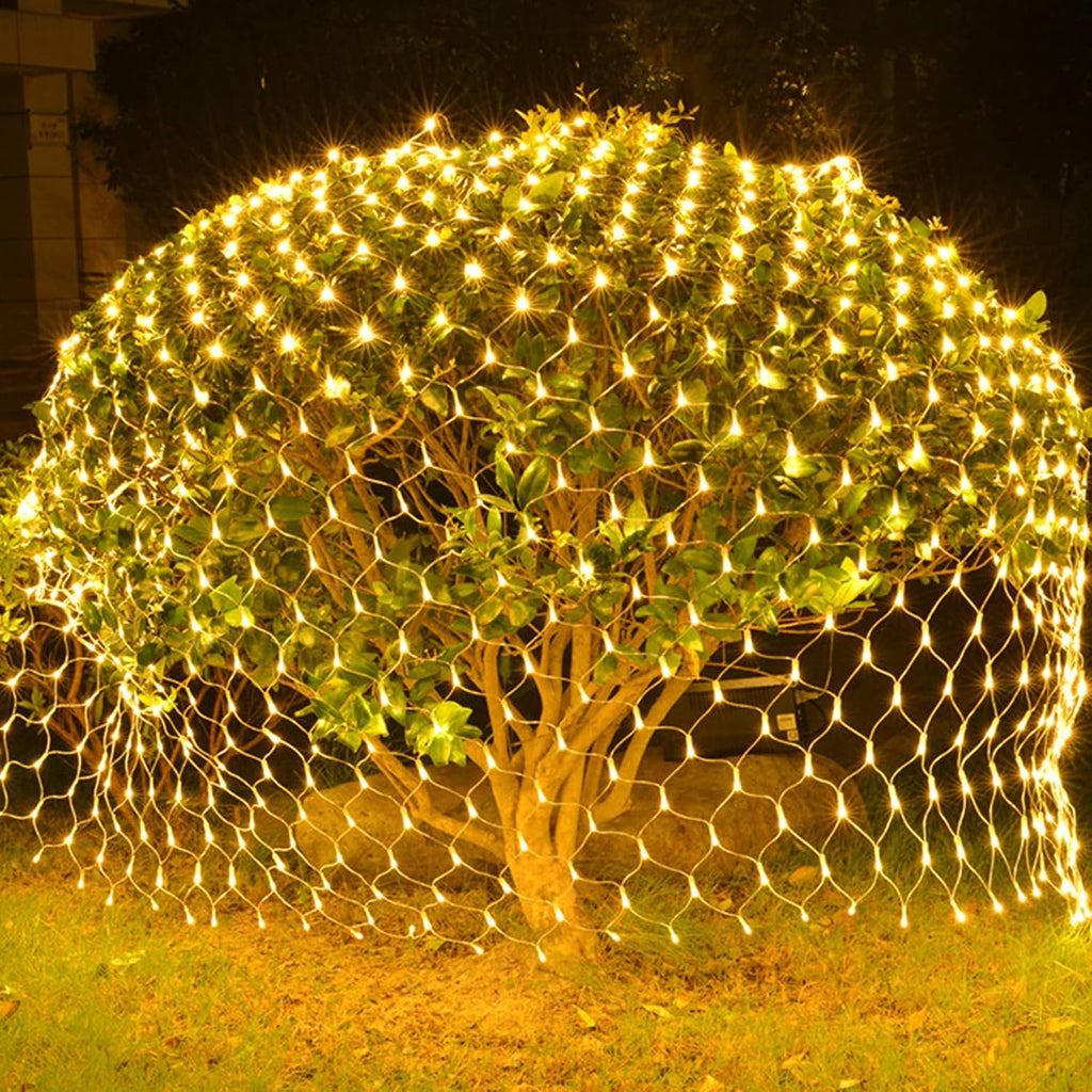 Outdoor Christmas Net Lights, 12FT x 5FT 360 LED Fairy String Light with 8 Lighting Modes, Connectable Light