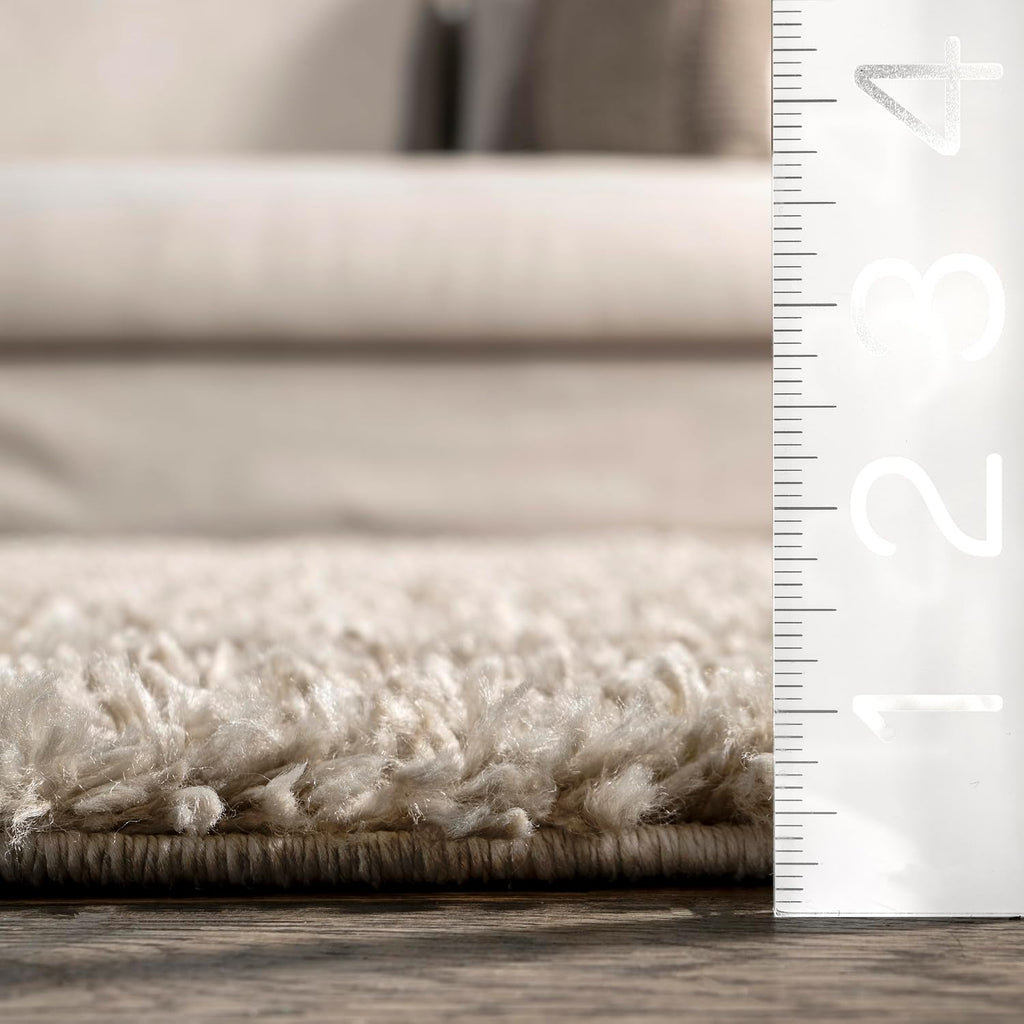 Neva Beige Solid Power Loomed Area Rug, 7' x 9'