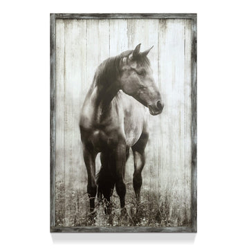 Wood Horse Framed Wall Art Western Artwork 16x12 Inch