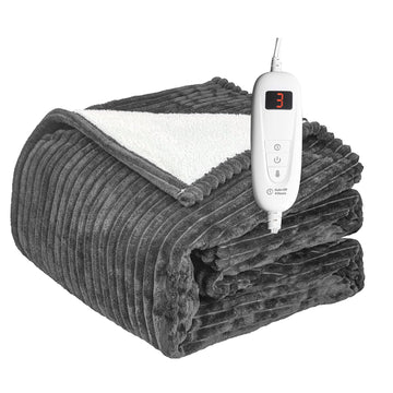 Heated Blanket Throw, Ultra Soft Flannel Sherpa Electric Blanket
