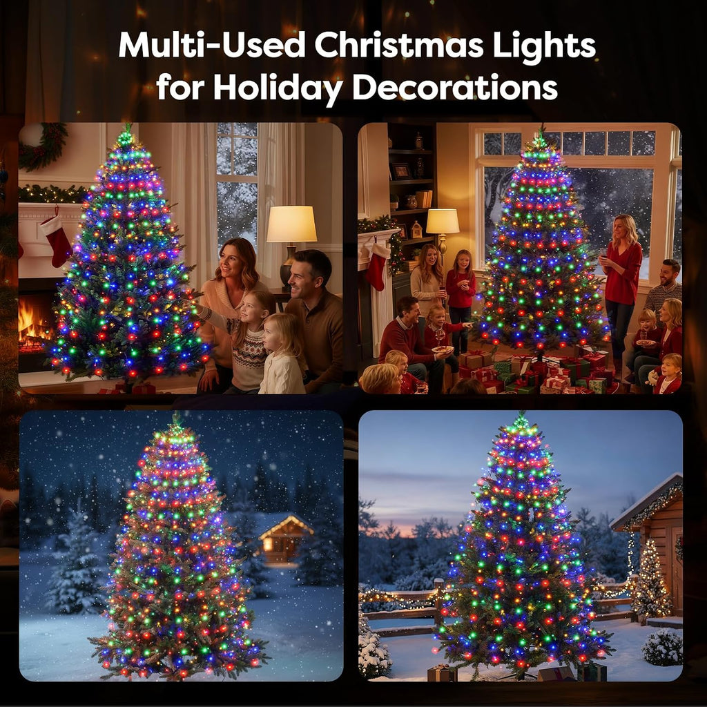 Christmas Tree Lights Multicolor Christmas Lights Outdoor Indoor 400Led 10 Lines with 8 Lighting Modes, Timer and