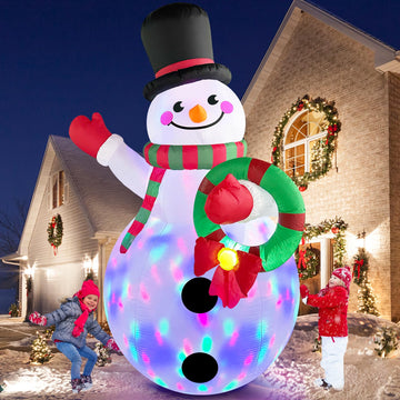8FT Christmas Inflatables Snowman with Garland Outdoor Decorations