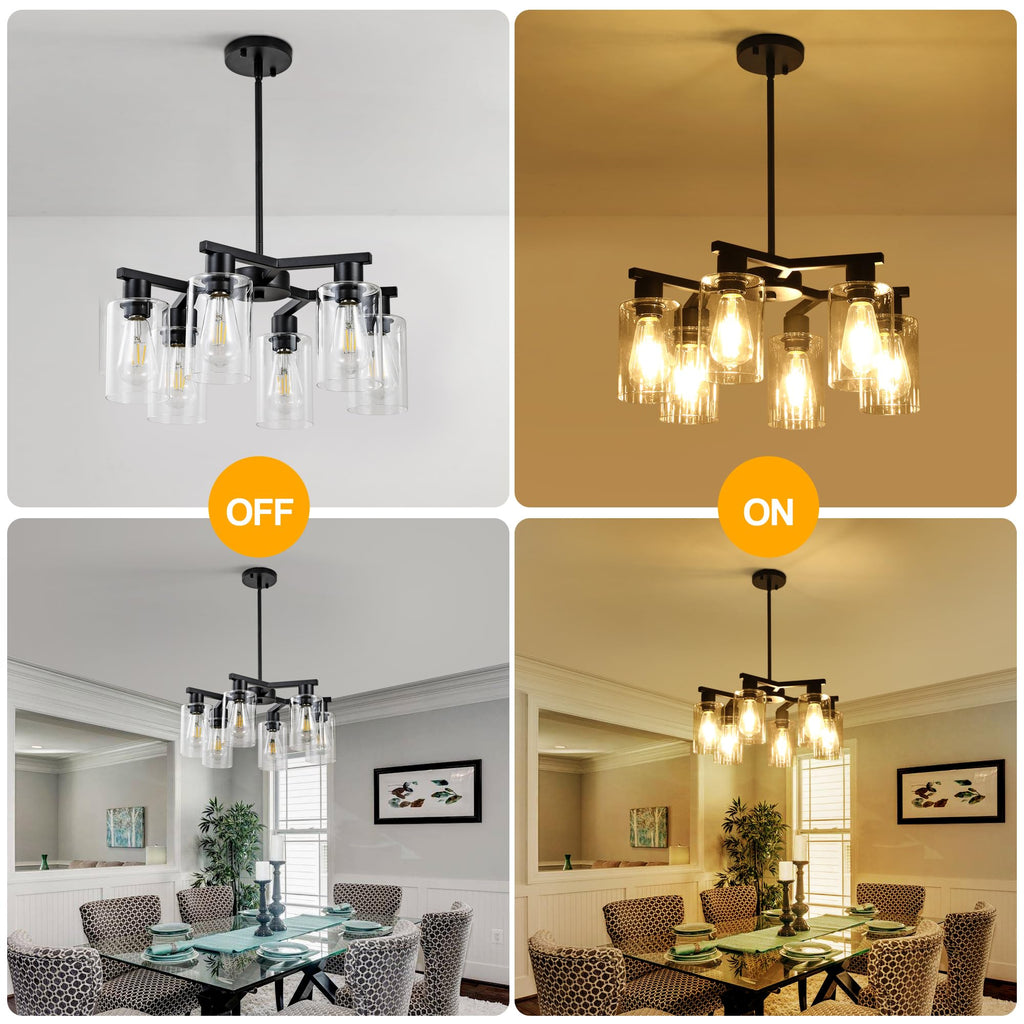 6-Light Black Modern Farmhouse Chandelier