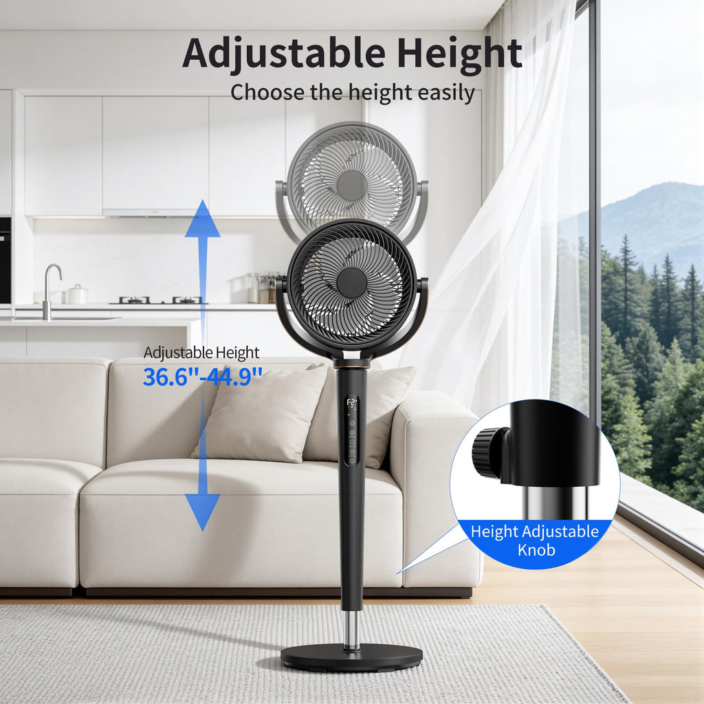 Pedestal Fan ,120°+120°Omnidirectional Oscillating Standing Fan,Quiet Floor Fan with DC Motor