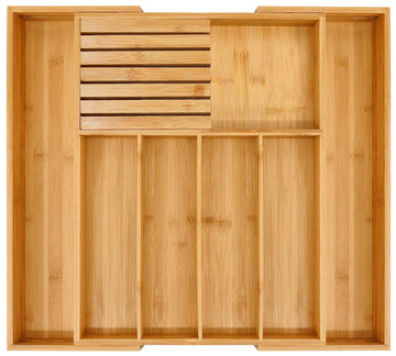 Bamboo Silverware Drawer Organizer, 7 Slots, Natural