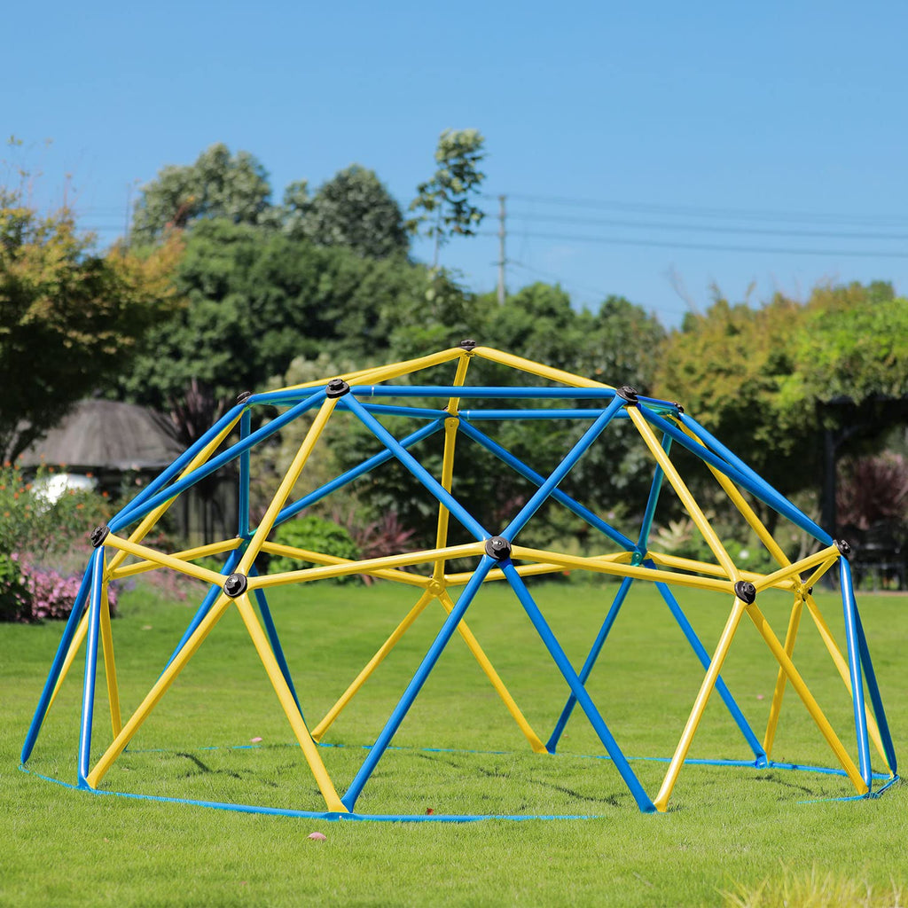 Upgraded Outdoor Geometric Dome Climber, 3D Assembly Video, Suitable for 1-6 Kids Climbing Frame (Blue, 9FT)