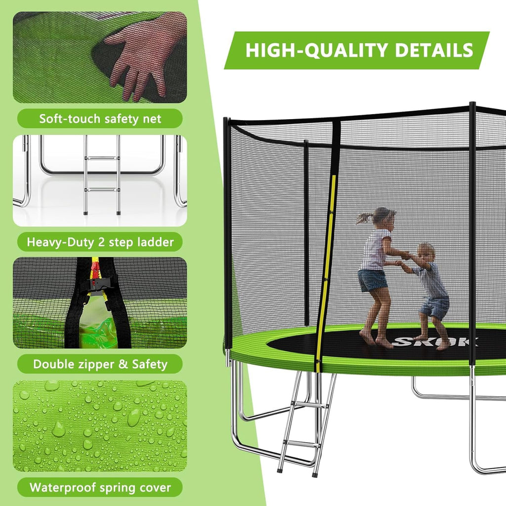 Trampoline for Kids,400LBS Outdoor Trampoline with Net-ASTM Approved Trampoline for Children and Adults