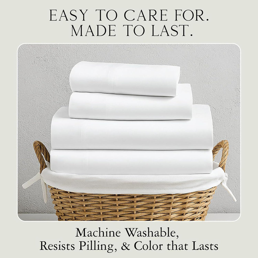 Luxury Bamboo Viscose King Sheet Set | 100% FSC Certified | Cooling | Luxuriously Soft | 18" Deep Pockets | with
