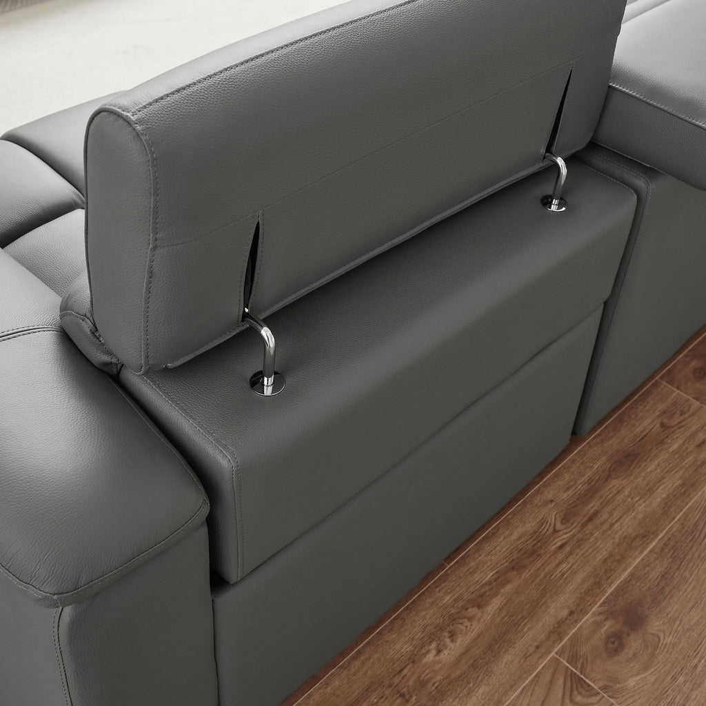 144.87'' Genuine Leather Sectional Sofa Couch with Chaise Lounge & Electric Recliner Seat, Large Modern High-End