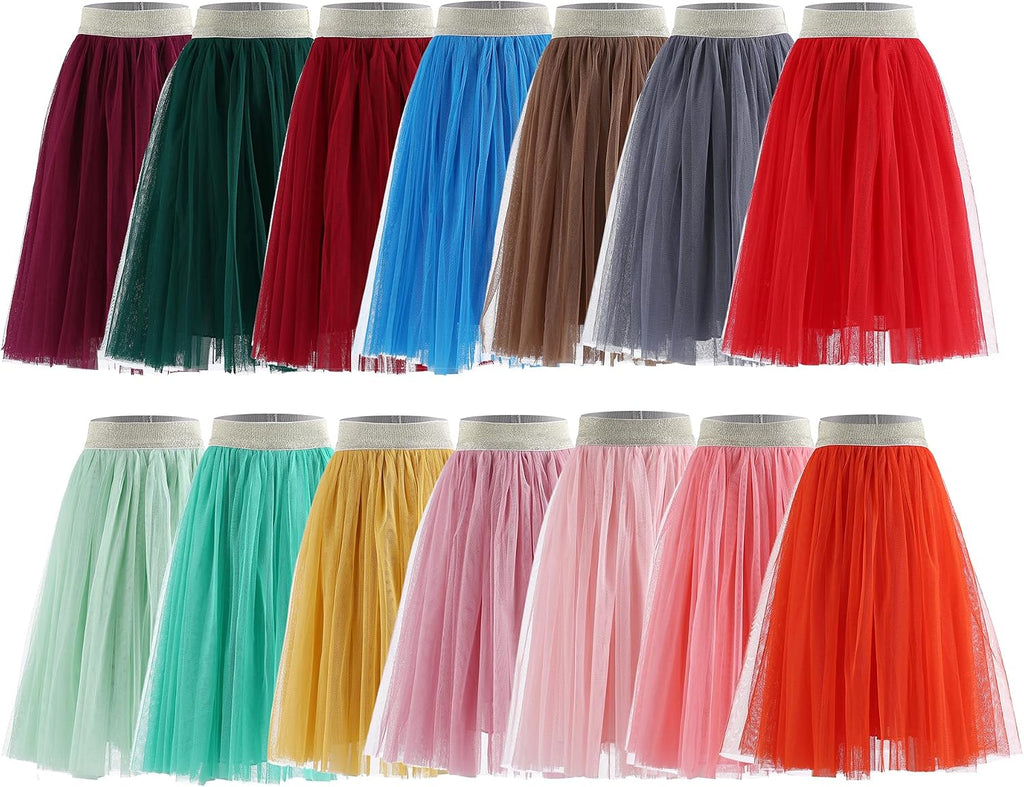 Toddler Baby Girl's Tutu A Line Knee Length Tulle Layered Long Party Skirt for Little Big Girls