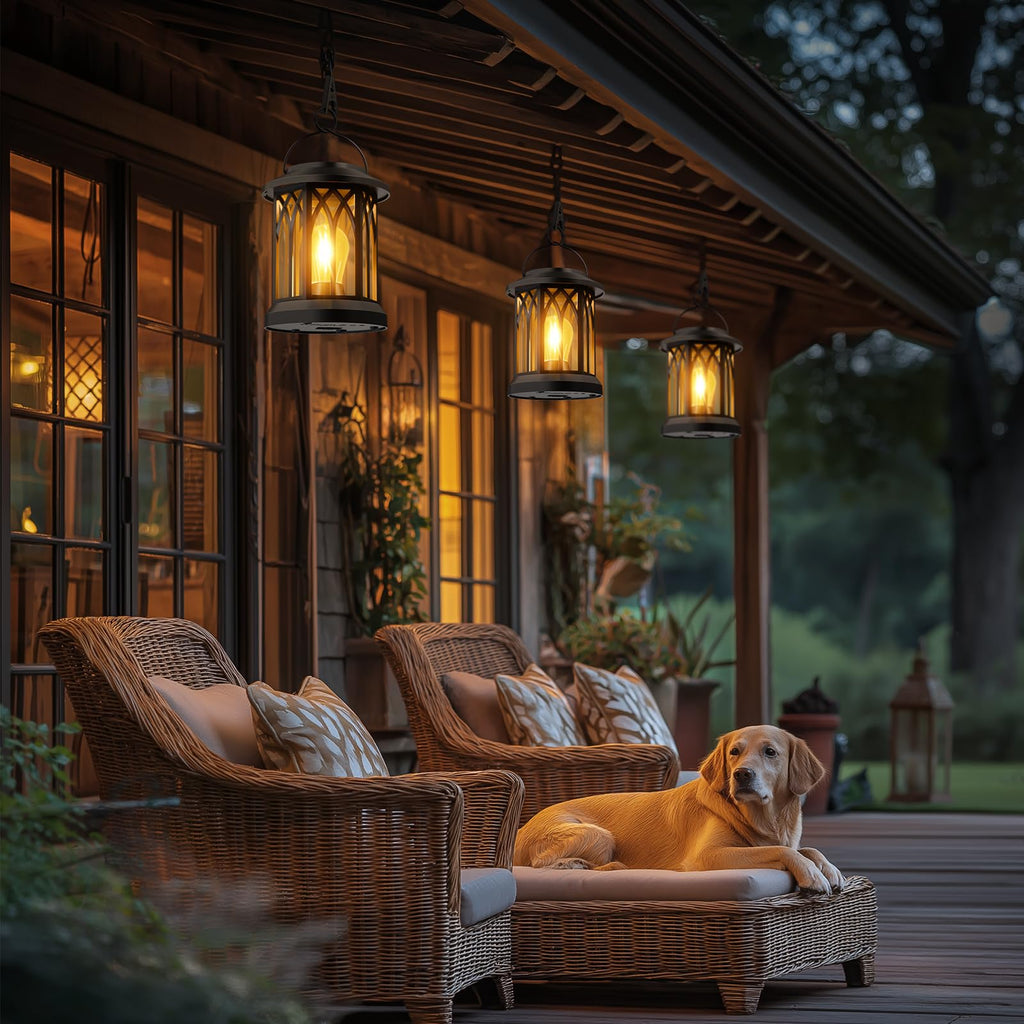 Hanging Solar Lanterns Outdoor Waterproof: 2 Pack Garden Lantern Decorative