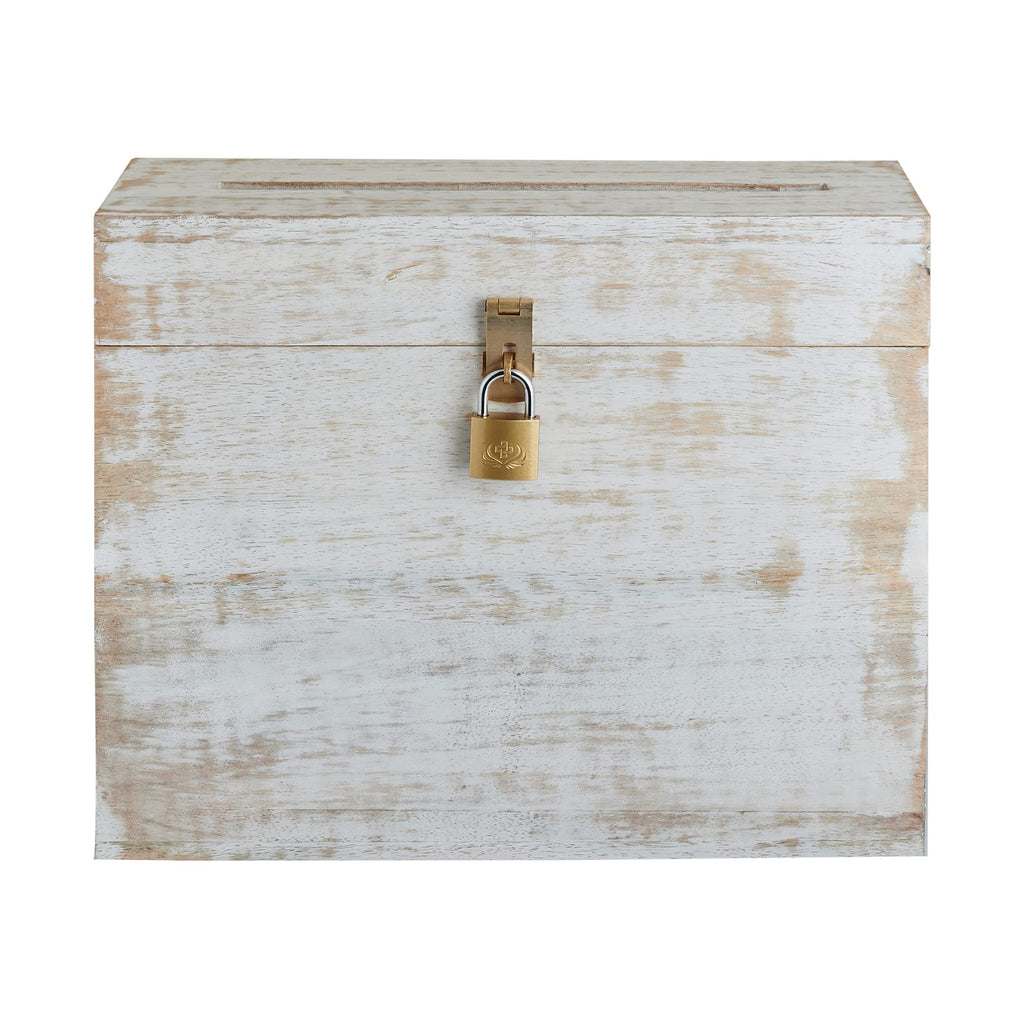 Wooden Wedding Card Box with Lock and Card Slot for Reception, Party W2