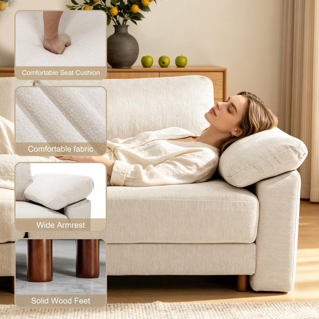 141'' Oversized L Shape Modular Cloud Sectional Sofa, Deep Seat Sofa, Beige