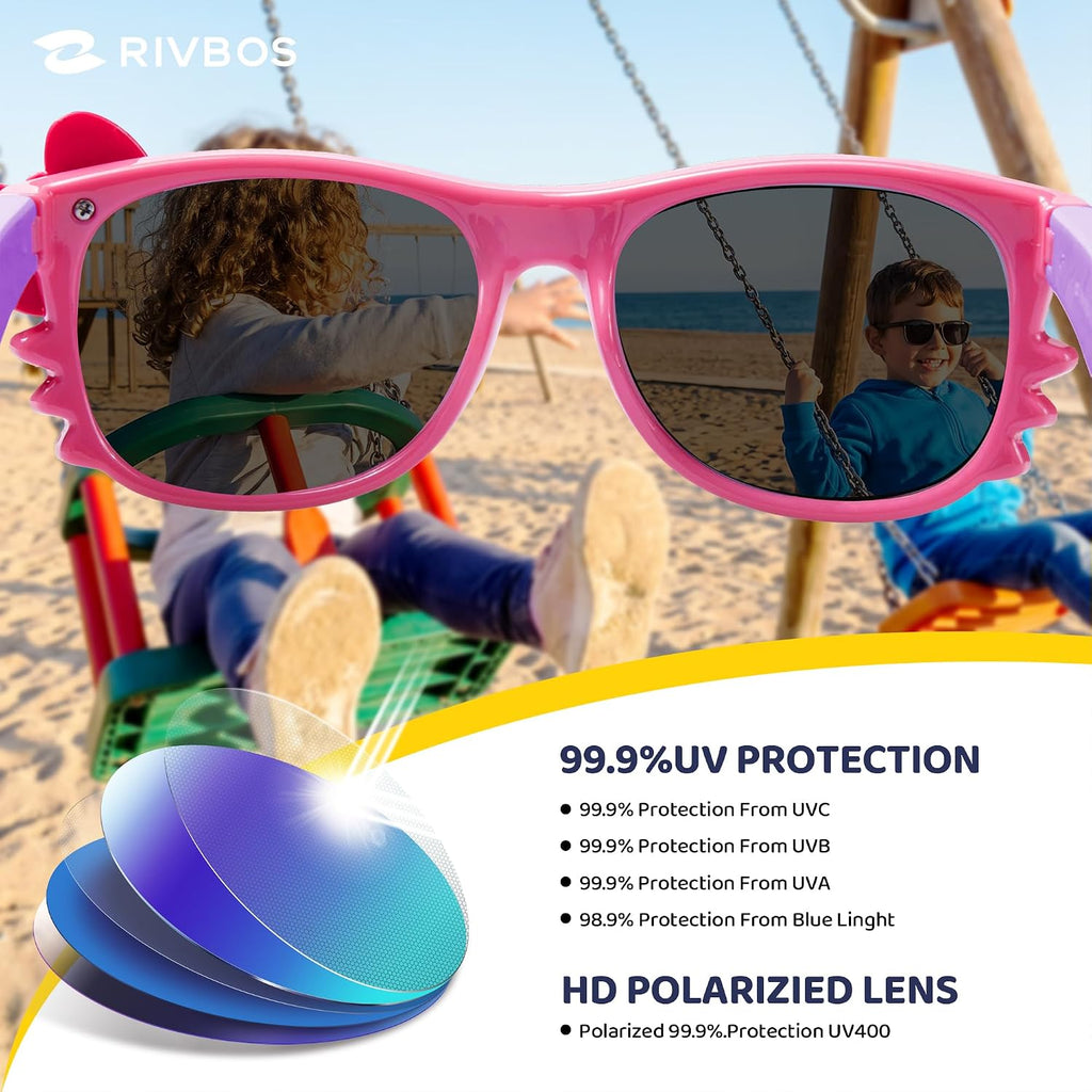 Kids Sunglasses Polarized UV400 TPE with Strap for Boys Girls RBK002