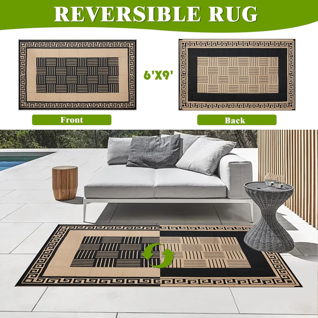 Outdoor Rug Waterproof, Reversible Outdoor Plastic Straw Rug