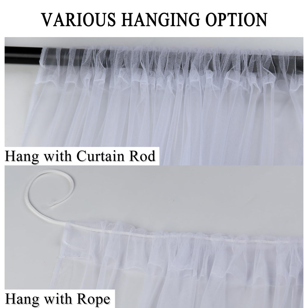 10 x 10 ft Outdoor White Tulle Backdrop Curtains Waterproof Voile Sheer Screen Breathable Mash Netting Light