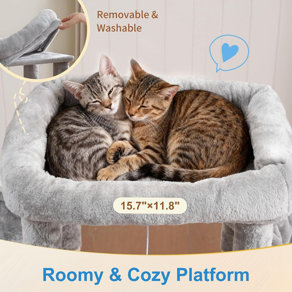 Cat Tree Tower with Large Platform, Spacious Condo