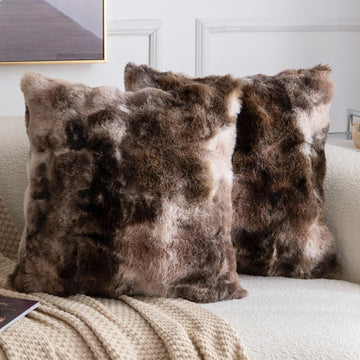 Pack of 2 Thick Plush Faux Wool Throw Pillow Covers Soft Boho Throw Pillows Luxurious Cushion Covers for Couch Sofa