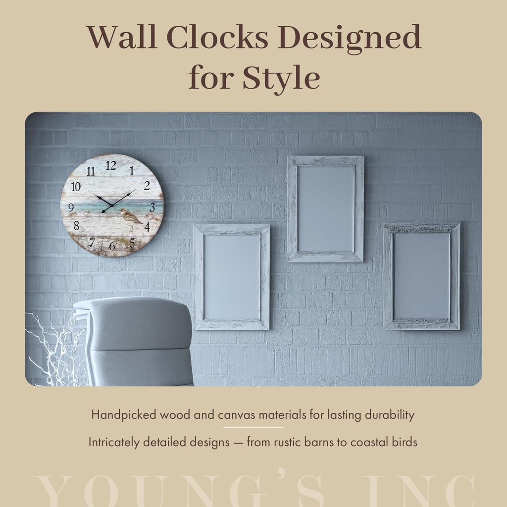 Wood Sand Piper Wall Clock - Wall Clocks Decor - Functional and Decorative Beach, Lake, and Farmhouse Wall Clock