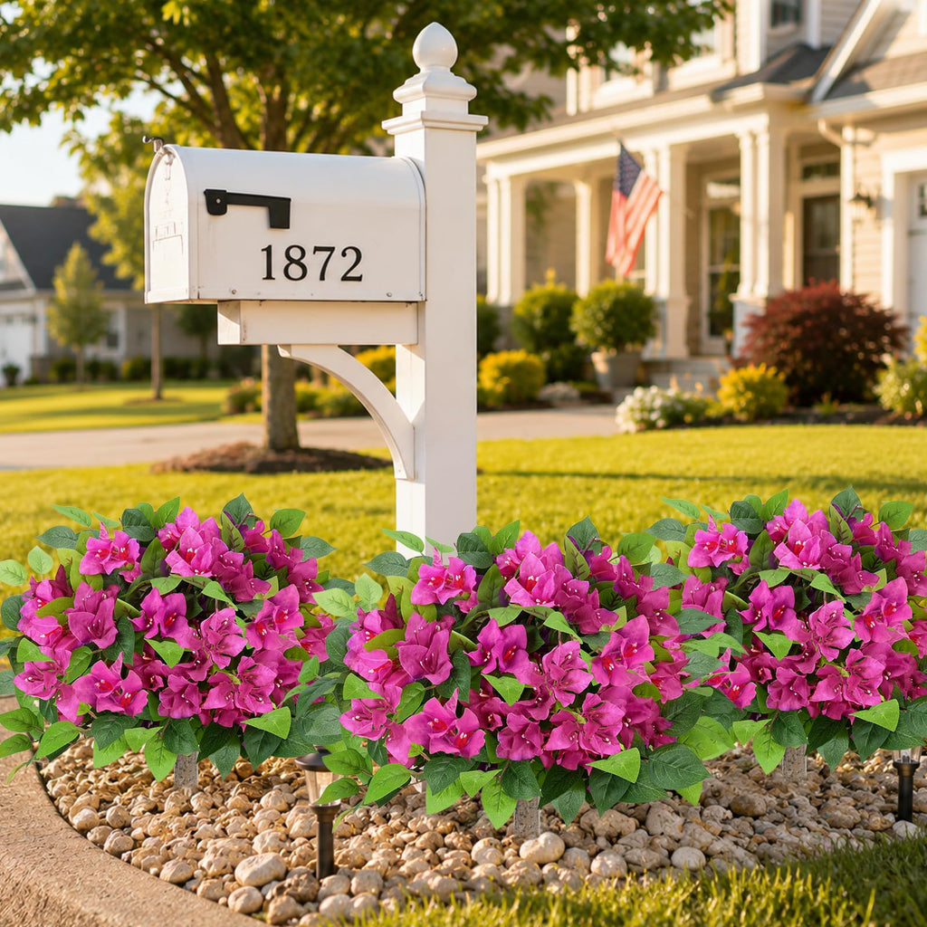 2Pack Artificial Bougainvillea Tree, Red Fake Bushes for Outdoor