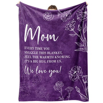 Mom Birthday Gifts, Mom Floral Blanket Purple, 60" x 80"