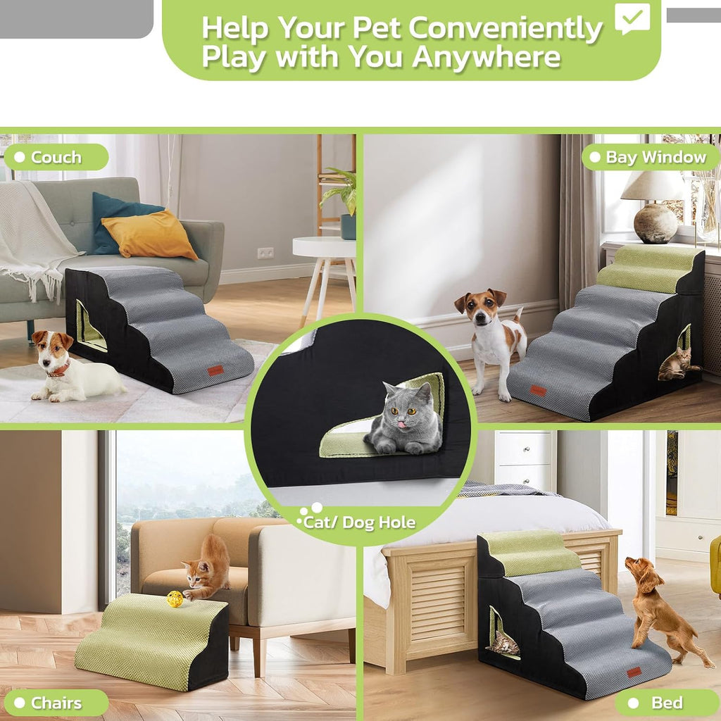 6 Steps 30 inches Height Dog Stairs for Bed for Small& Older Pets