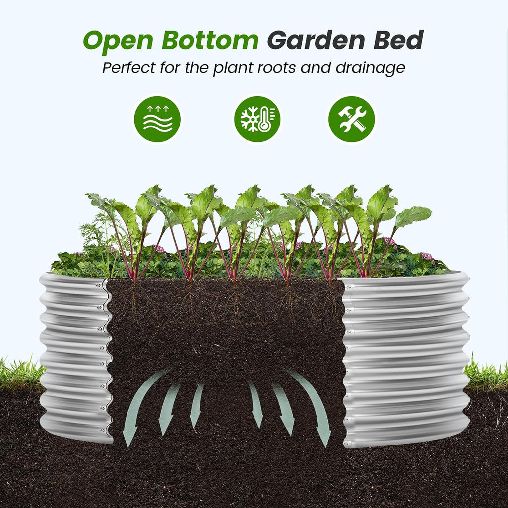 4×4×2ft Galvanized Raised Garden Bed Kit 2Pcs, Planter Raised Garden Beds Outdoor, Round Clearance Raised Garden Beds