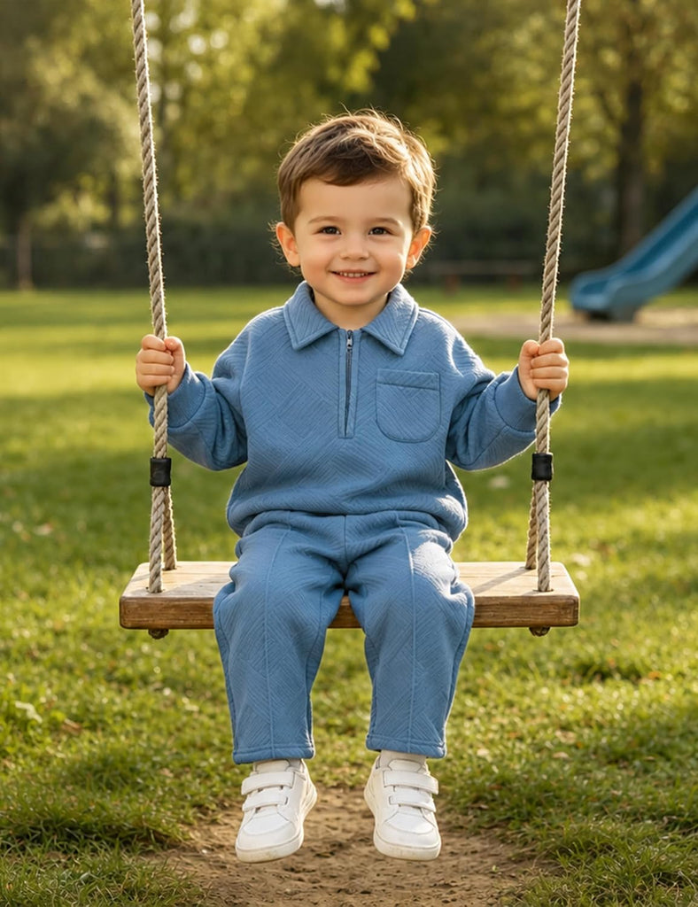 Toddler Baby Boy Fall Clothes Half Zipper Long Sleeve Sweatshirt and Pants with Pockets 2Pcs Winter Outfits Set