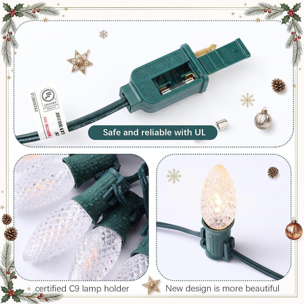 Magnetic C9 Christmas Lights Strawberry LED Bulb, 100 ft, Warm White