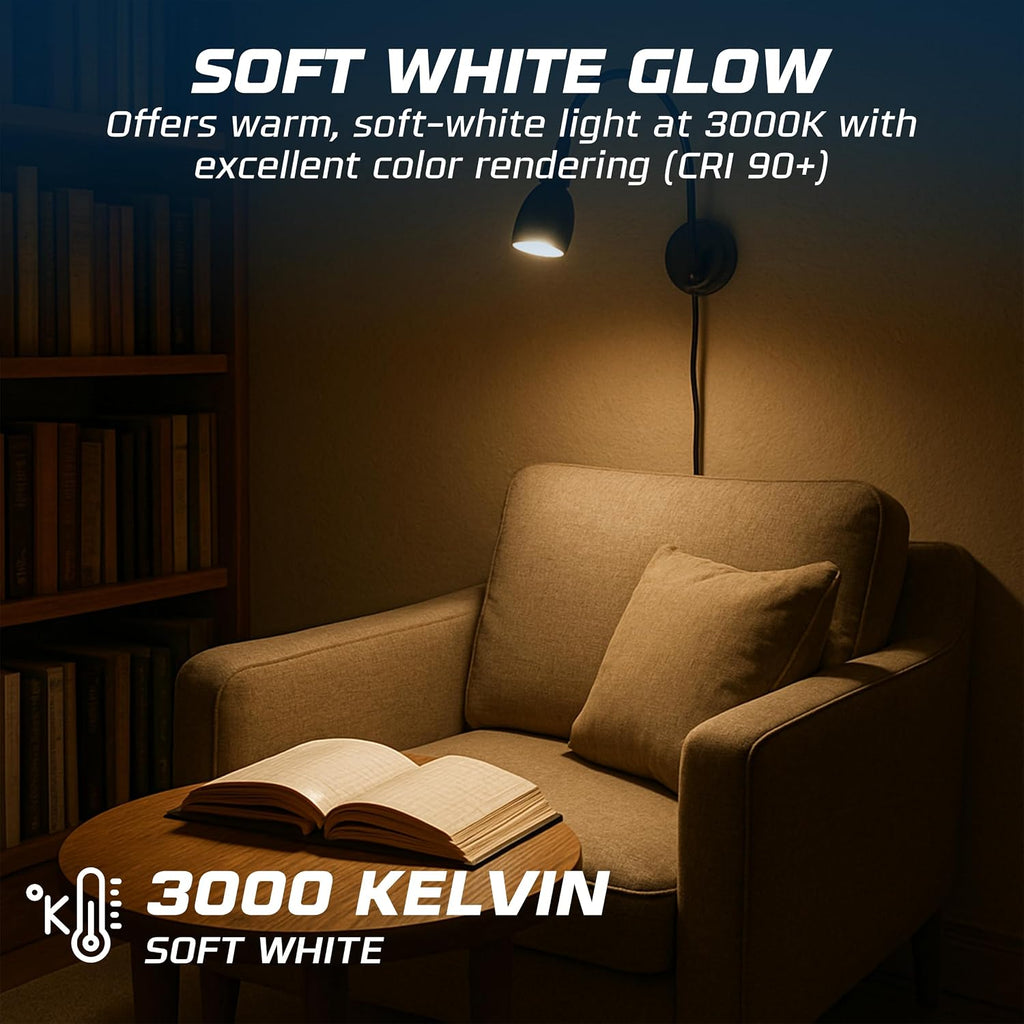 PAR20 LED Bulbs 6.5W 4-Pack, 50W Equivalent, 520lm Dimmable 3000K