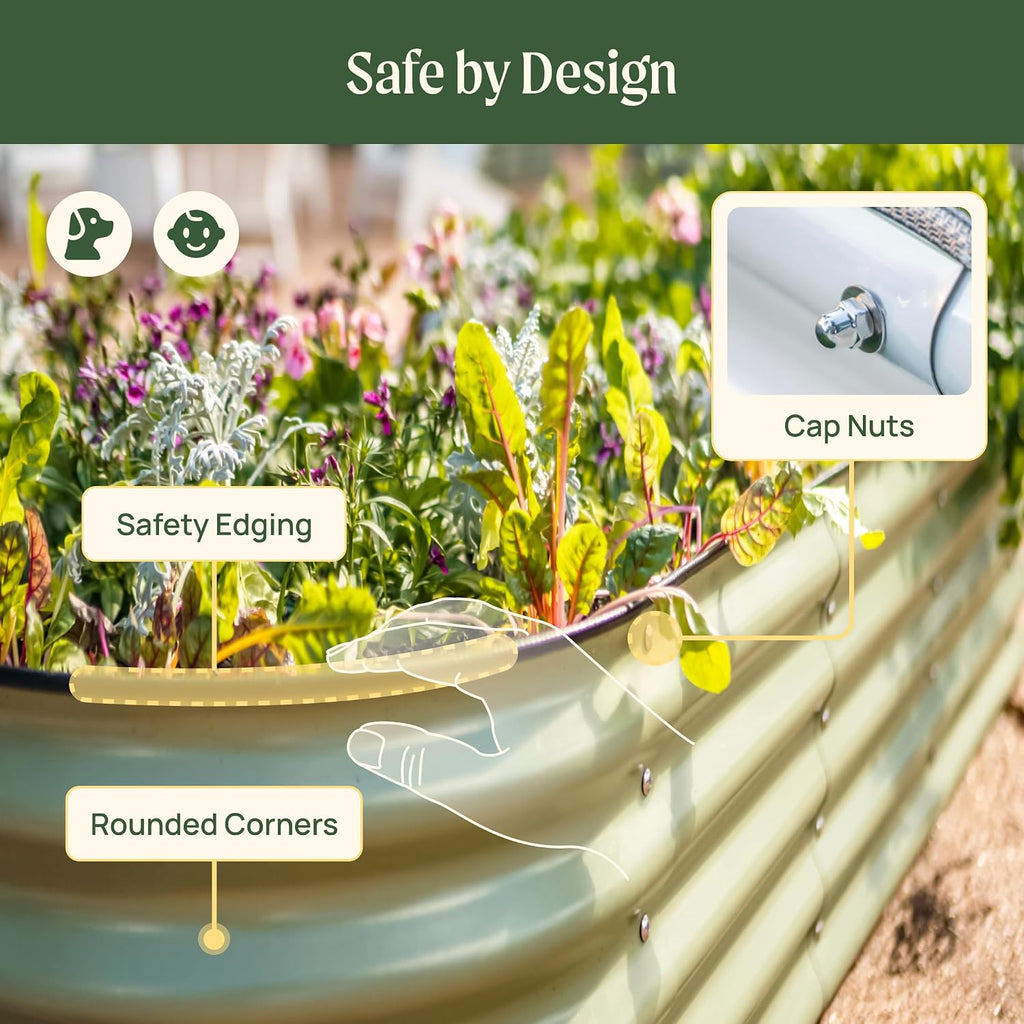 32" Extra Tall Raised Garden Bed Kits, 4 x 8 x 2.7ft Raised Planter Box Outdoor, 2.5 x 9.5 x 2.7ft Deep Root 10 in 1