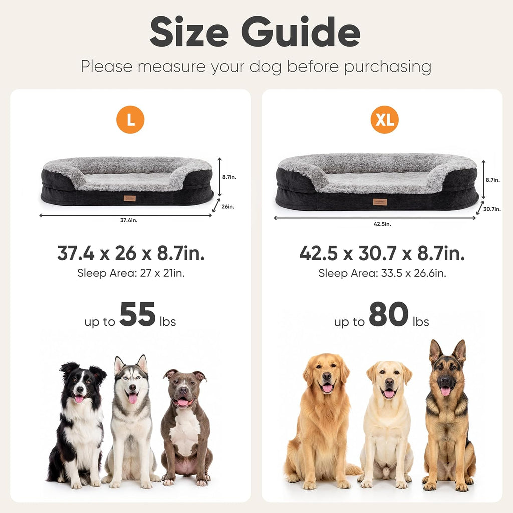 Large Dog Bed, Thickened Orthopedic Sofa Bed, Waterproof & Washable
