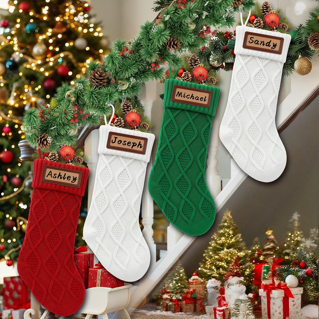 Knitted 4 Pack: Large Knit Xmas Stockings - Set of 4