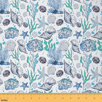 Starfish Blue Ocean Fabric By The Yard 1 Yard