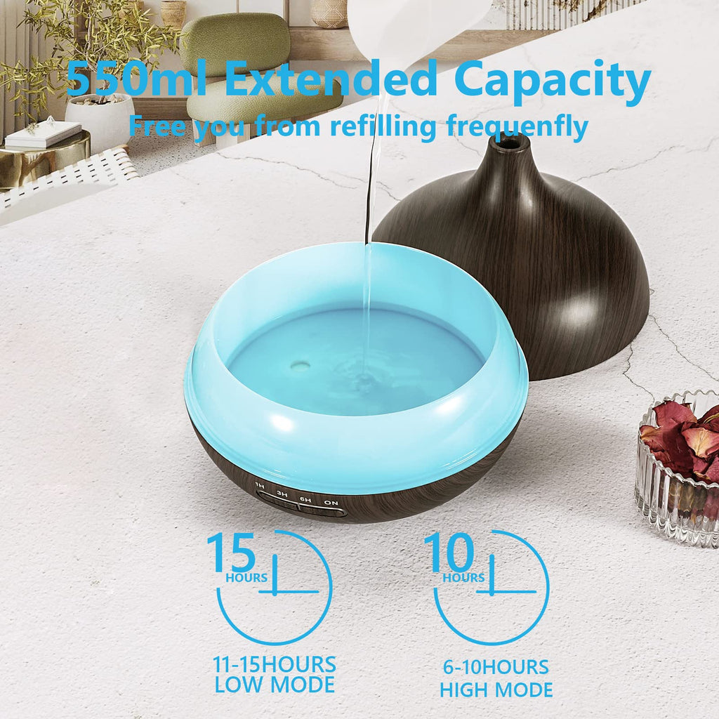 Diffusers for Essential Oils Large Room, 550ml Essential Oil Diffusers with Remote Control, Ultrasonic Oil Diffuser