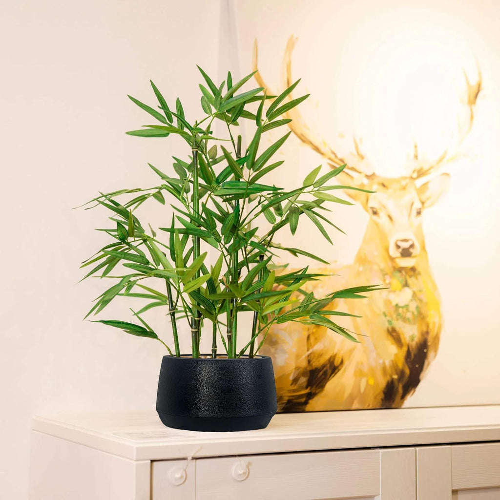 18-inch Tall Potted ARTIFICIAL Bamboo Plant (Black Pot) - Luxury Artificial Bamboo in black textures Pot , Counter