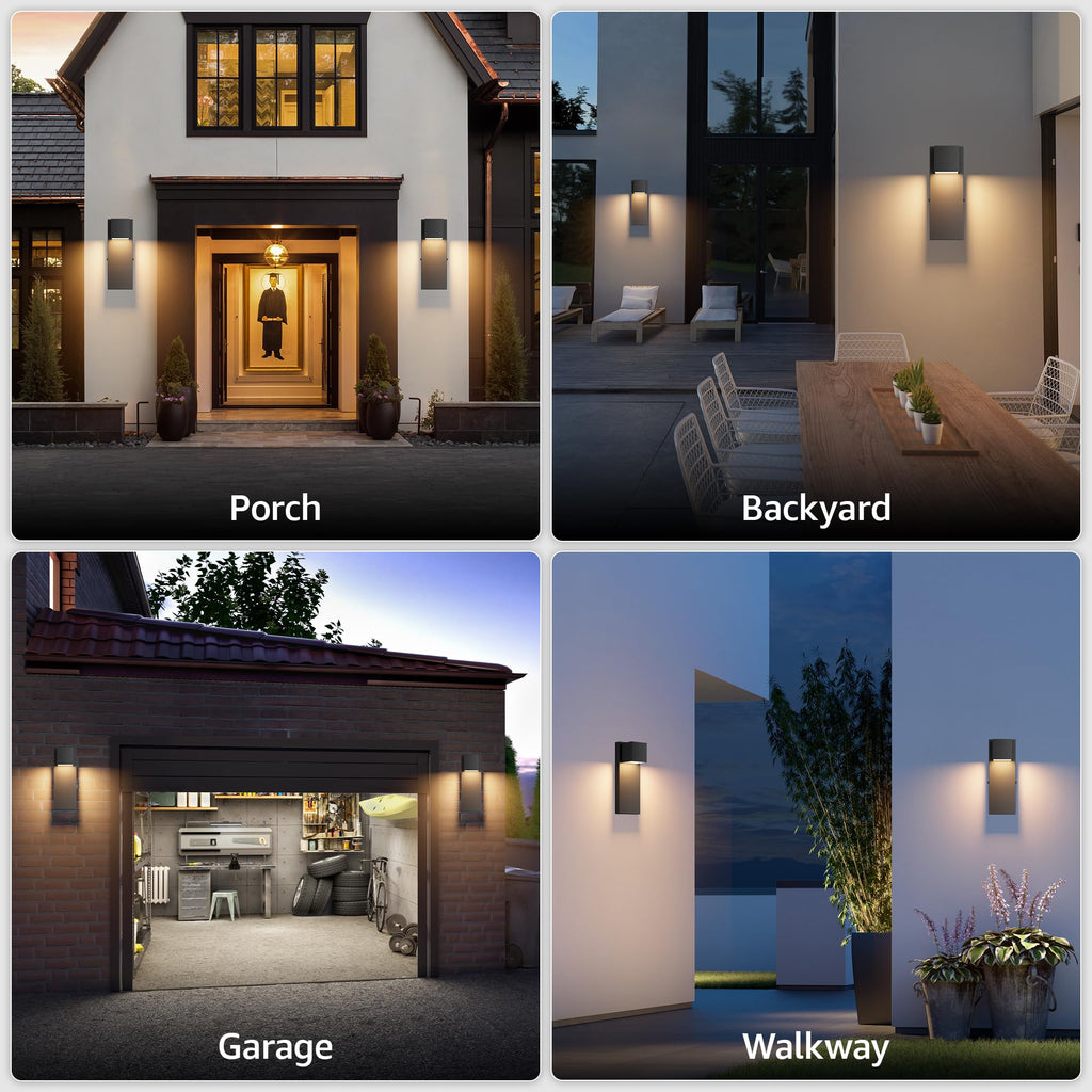 2 Pack 13" Modern Outdoor Led Wall Light, 16W 3000K 1200Lumen Porch & Patio Hardwired Wall Mount Wall Sconces, Exterior