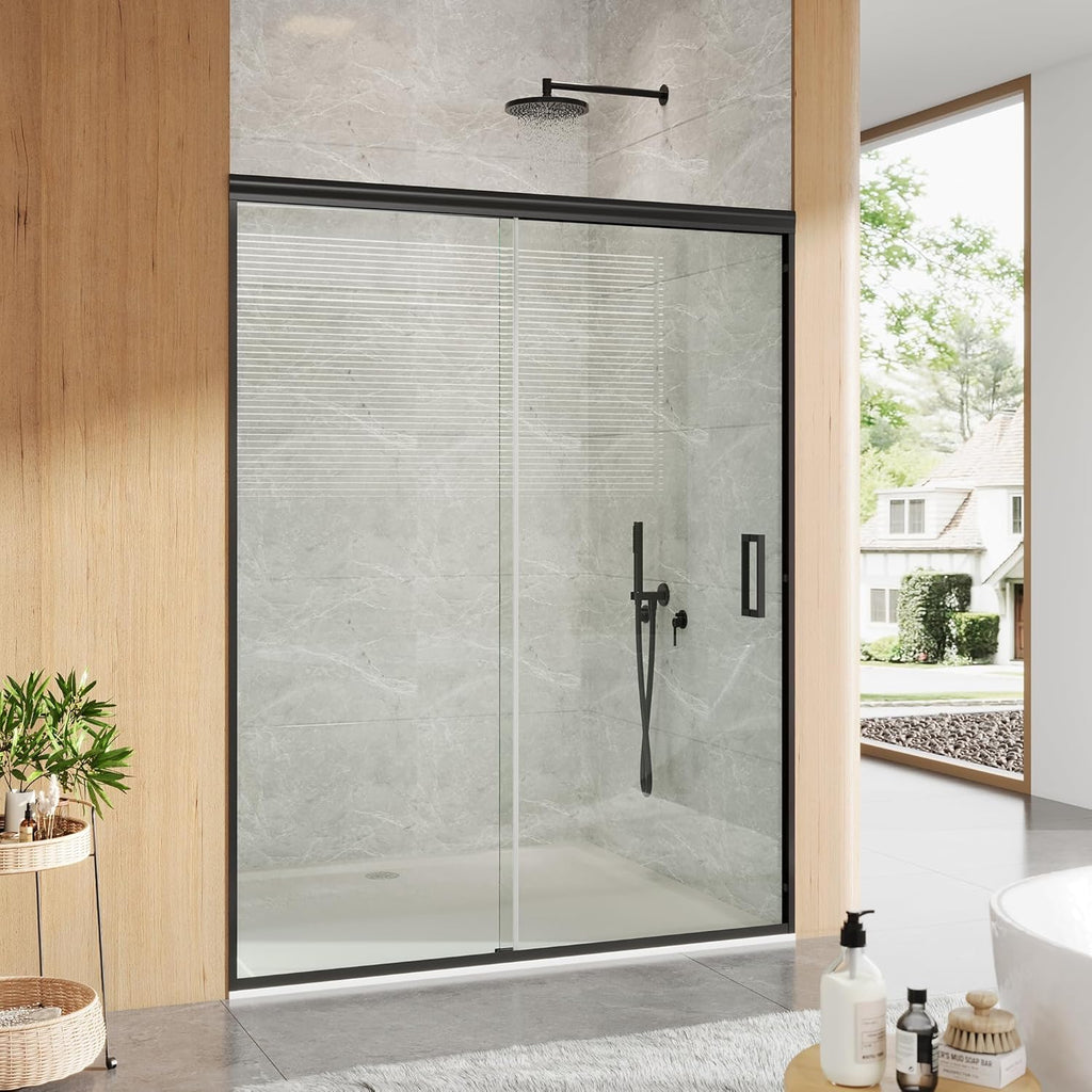 Sliding Shower Door, 44"-48" w x 72" h Semi-Frameless Bypass Bathroom Door with 1/4" Tempered Glass