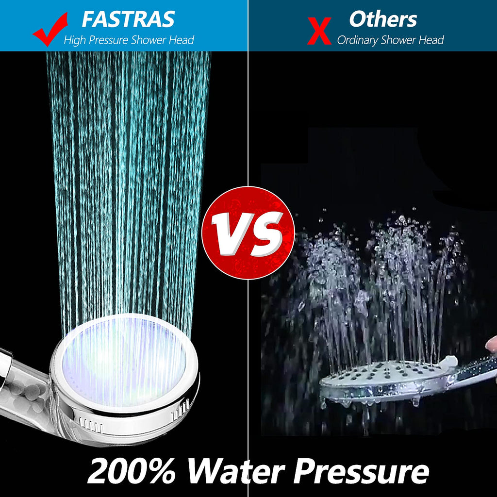 LED Shower Head with Handheld, Shower Head High Pressure Shower Head with Hose & Holder, 3 Water
