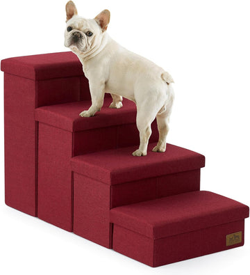 Dog Stairs with Storage, 22" H Wider Dog Steps, 4-Step