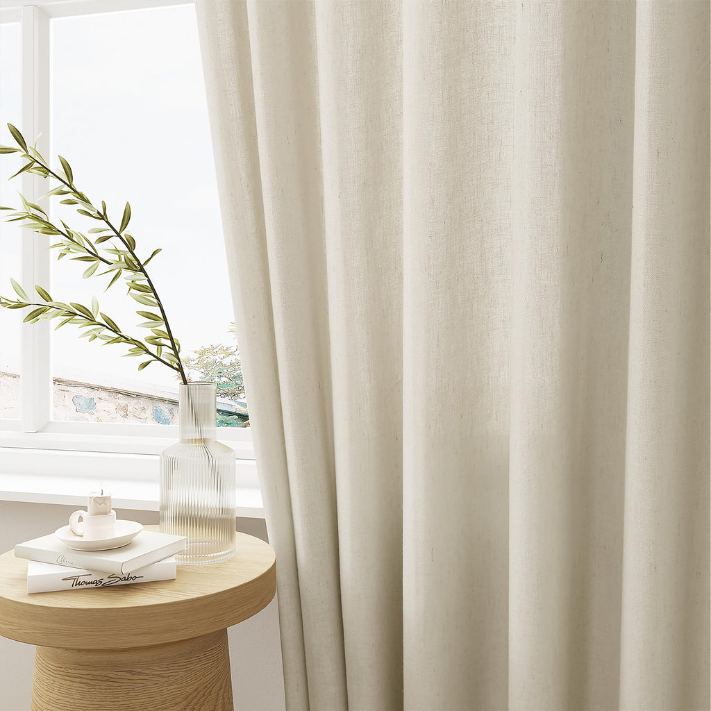 Pinch Pleat Linen 100 Inch Wide Curtains 90 Inches Long Oatmeal