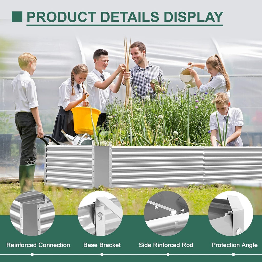 2 Pack 8×4×2ft Galvanized Raised Garden Bed Kit, Galvanized Planter Raised Garden Boxes Outdoor, Large Metal Raised