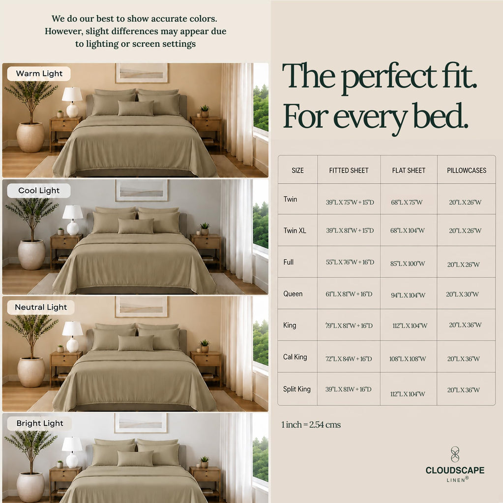Scape Sheet Sets Full Size Bed 100% Egyptian Cotton Sateen - Linen
