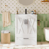 24" Bathroom Vanity with Sink, Bathroom Storage Vanity Sink Cabinet with 2 Doors ＆ 1 Drawer Space