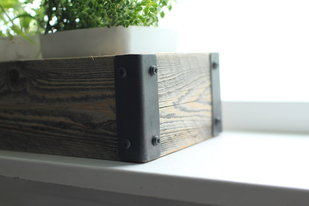 Reclaimed Wood Planter Box with Metal Brackets (Medium - 24")