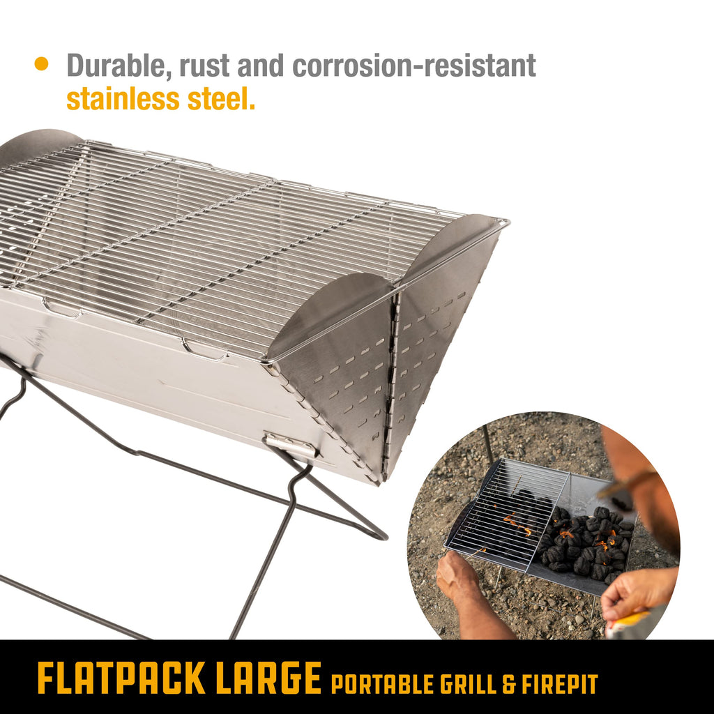 Flatpack Stainless Steel Portable Grill and Portable Fire Pit